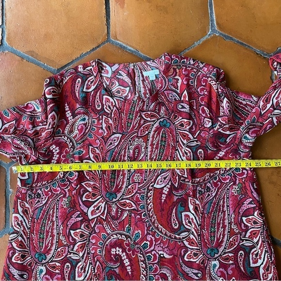 J. Jill Women's Tunic Top Paisley Red Floral Tiered Blouse SZ XL - Picture 11 of 11